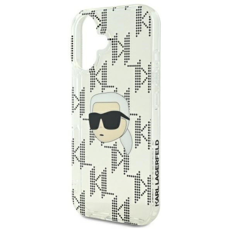 Capa rígida Karl Lagerfeld Apple iPhone 16 IML Karl Head Electroplated, transparente