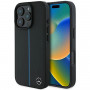 Mercedes MEHMP16L23RURBK Capa rígida Apple iPhone 16 Pro MB Blue Line Leather MagSafe, preta