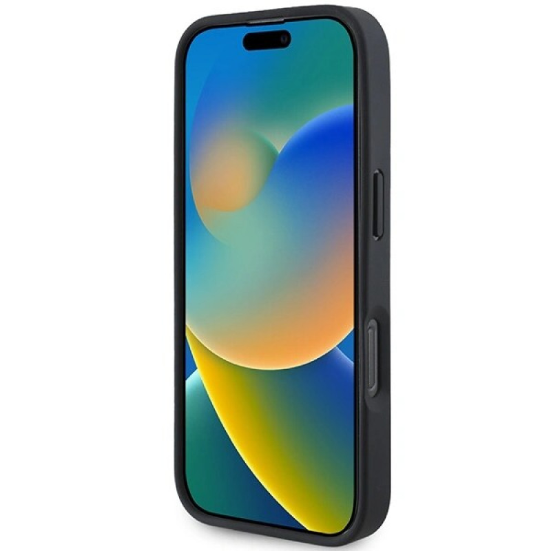 Mercedes MEHMP16L23RURBK Capa rígida Apple iPhone 16 Pro MB Blue Line Leather MagSafe, preta