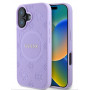 Capa MagSafe Guess Saffiano Peony Stamp para Apple iPhone 16, roxa