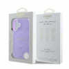 Capa MagSafe Guess Saffiano Peony Stamp para Apple iPhone 16, roxa