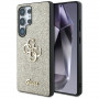 Capa rígida Guess Fixed Glitter Big 4G Metal Logo para Samsung Galaxy S25 Ultra, dourada