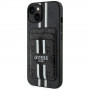 Capa com carteira MagSafe Guess 4G Stripes para Apple iPhone 15, preta