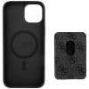Capa com carteira MagSafe Guess 4G Stripes para Apple iPhone 15, preta