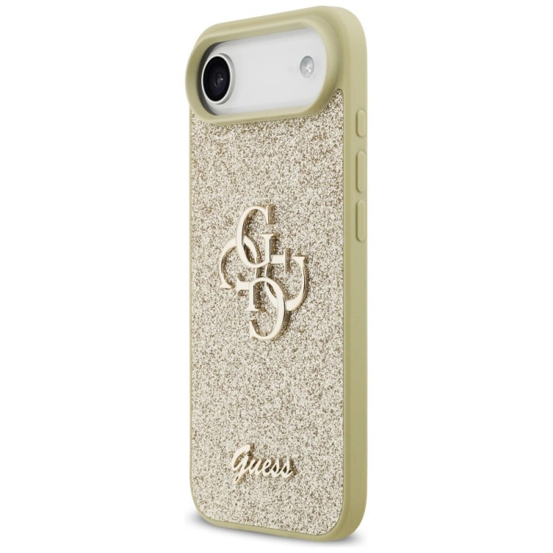 Capa rígida Guess Fixed Glitter Big 4G para Apple iPhone Air, dourada