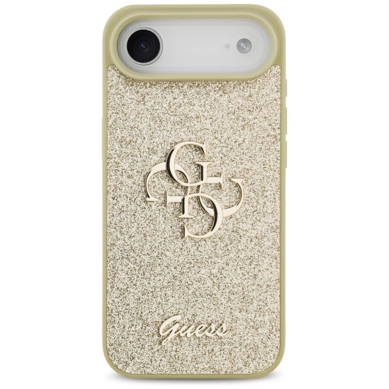 Capa rígida Guess Fixed Glitter Big 4G para Apple iPhone Air, dourada