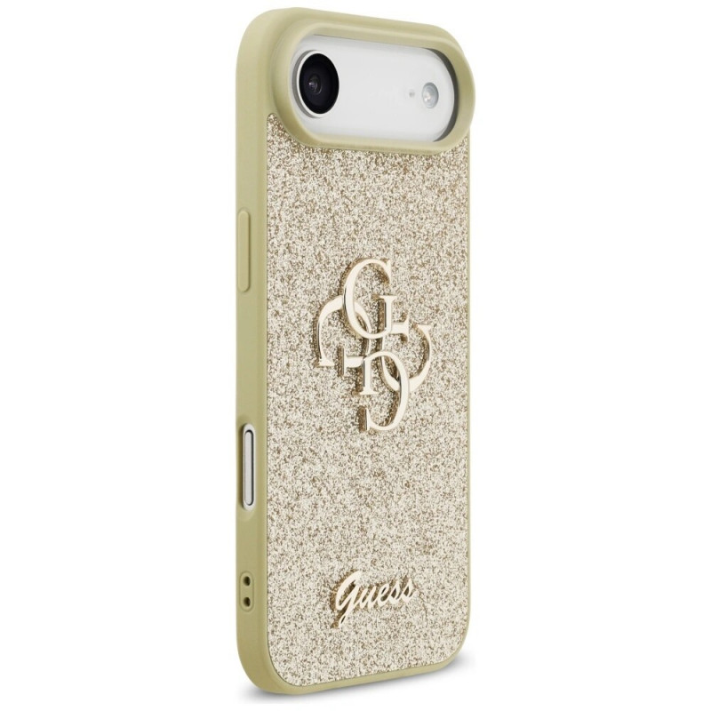 Capa rígida Guess Fixed Glitter Big 4G para Apple iPhone Air, dourada