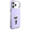 Capa MagSafe Karl Lagerfeld KLD22568 IML Aquarelle Karl & Choupette & Logo para Apple iPhone 17 Pro Max, roxa