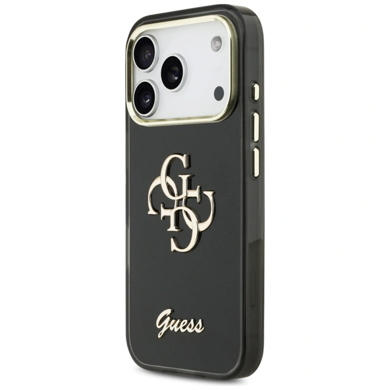Capa rígida metálica Guess GUE5344 IML 4G Script para Apple iPhone 17 Pro Max, preta