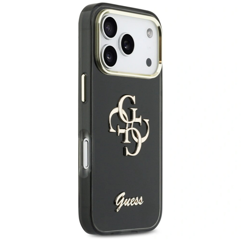 Capa rígida metálica Guess GUE5344 IML 4G Script para Apple iPhone 17 Pro Max, preta