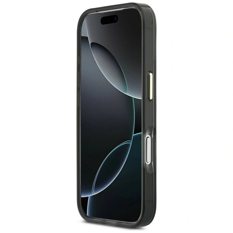 Capa rígida metálica Guess GUE5344 IML 4G Script para Apple iPhone 17 Pro Max, preta