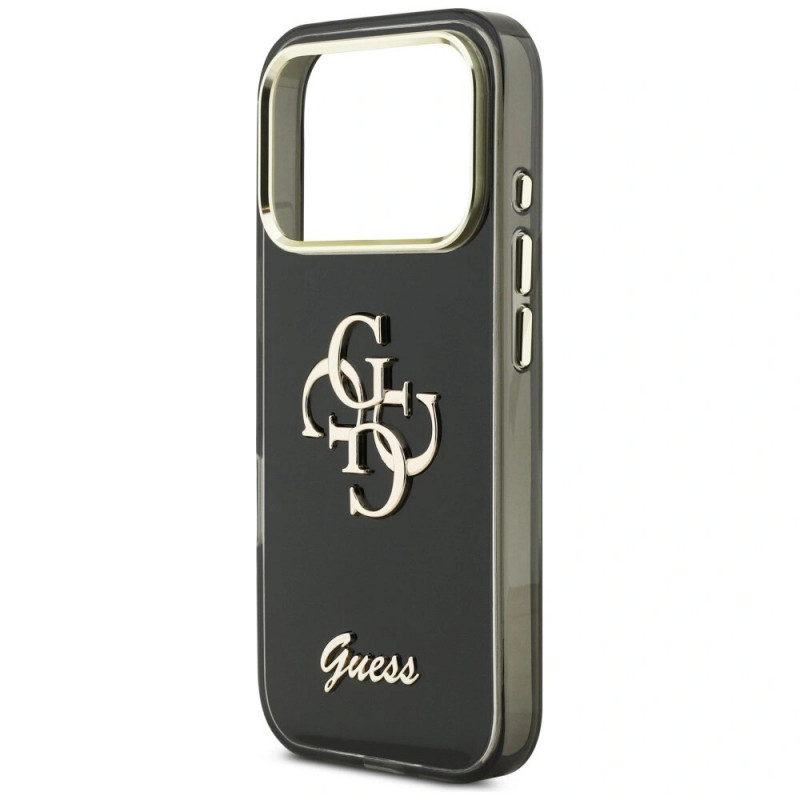 Capa rígida metálica Guess GUE5344 IML 4G Script para Apple iPhone 17 Pro Max, preta