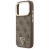 Capa MagSafe Guess 4G PU Triangle Logo & Stand Camera para Apple iPhone 18 Pro Max / 17 Pro Max, castanha