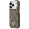 Capa MagSafe Guess 4G PU Triangle Logo & Stand Camera para Apple iPhone 18 Pro / 17 Pro, castanha