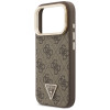 Capa MagSafe Guess 4G PU Triangle Logo & Stand Camera para Apple iPhone 18 Pro / 17 Pro, castanha