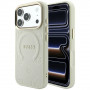 Capa Guess Saffiano Peony & Ring MagSafe para Apple iPhone 18 Pro / 17 Pro, bege