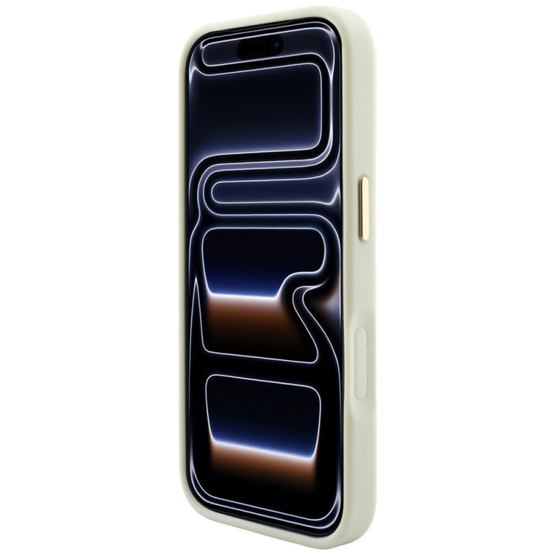 Capa Guess Saffiano Peony & Ring MagSafe para Apple iPhone 18 Pro / 17 Pro, bege