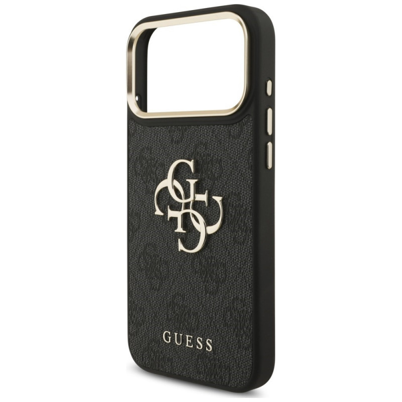 Capa Guess 4G Big 4G Classic Logo Big Strap Metal Buttons com alça para Apple iPhone 18 Pro Max / 17 Pro Max, preta