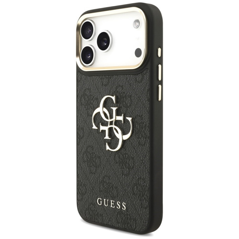 Capa Guess 4G Big 4G Classic Logo Big Strap Metal Buttons com alça para Apple iPhone 18 Pro / 17 Pro, preta