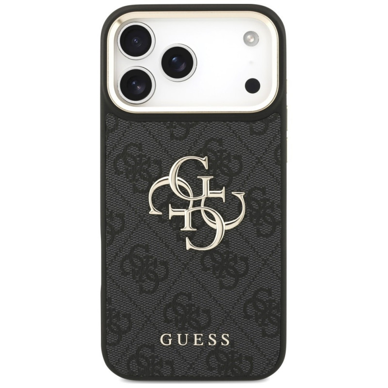 Capa Guess 4G Big 4G Classic Logo Big Strap Metal Buttons com alça para Apple iPhone 18 Pro / 17 Pro, preta