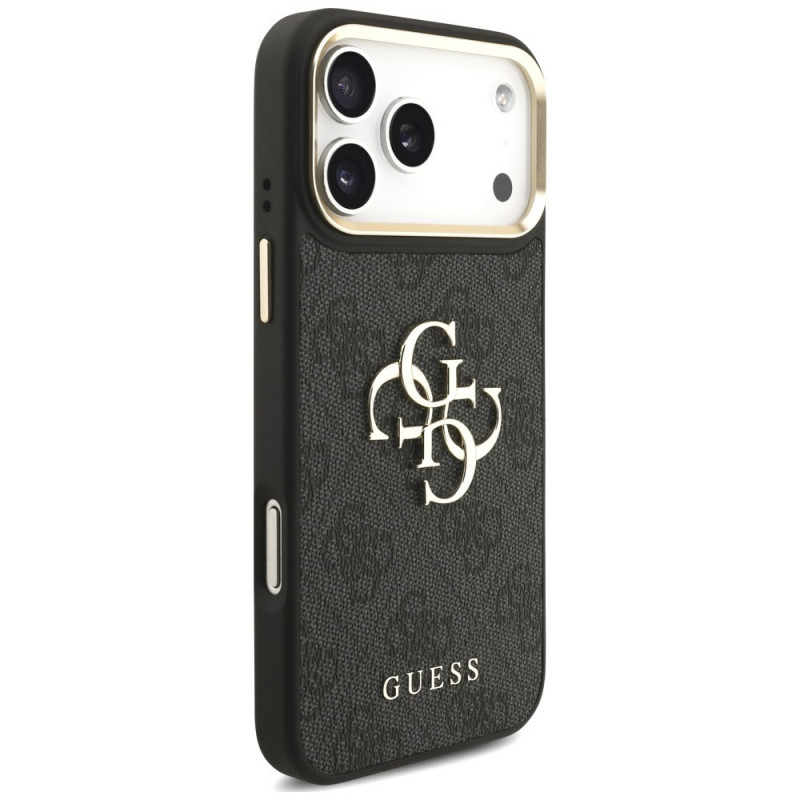 Capa Guess 4G Big 4G Classic Logo Big Strap Metal Buttons com alça para Apple iPhone 18 Pro / 17 Pro, preta
