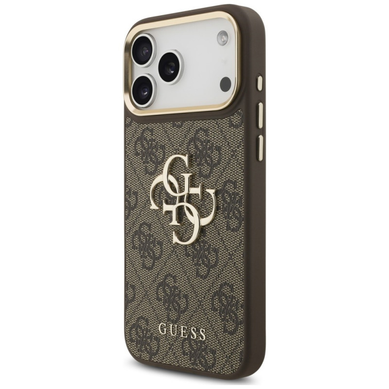 Capa Guess 4G Big 4G Classic Logo Big Strap Metal Buttons com alça para Apple iPhone 18 Pro Max / 17 Pro Max, castanha