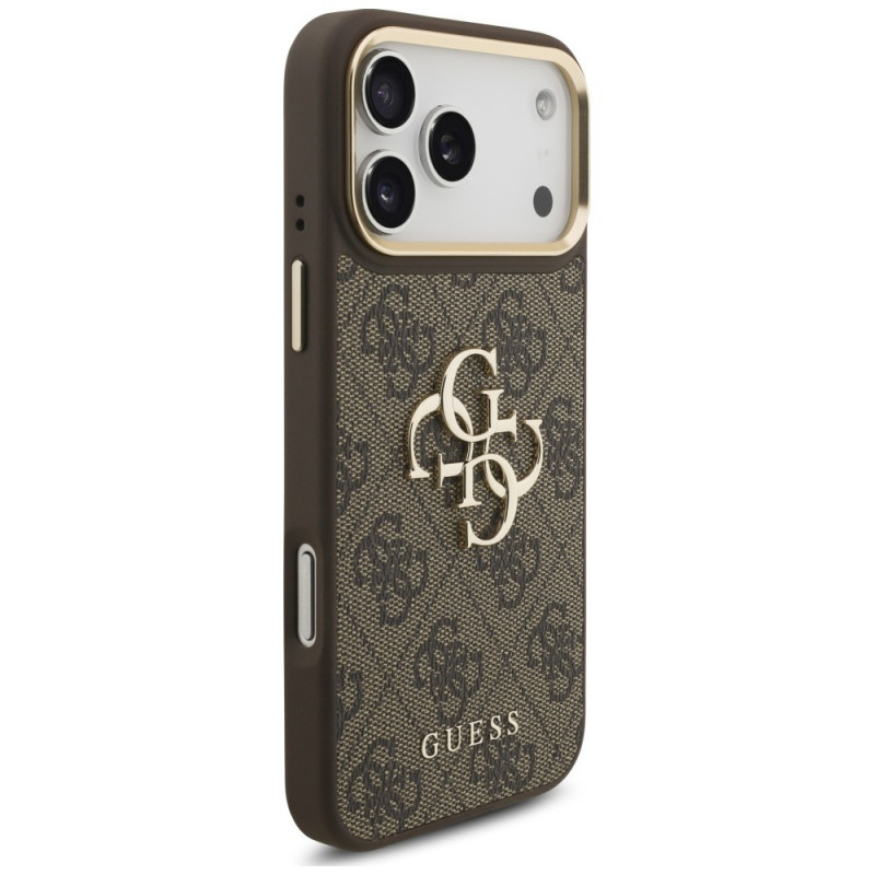 Capa Guess 4G Big 4G Classic Logo Big Strap Metal Buttons com alça para Apple iPhone 18 Pro Max / 17 Pro Max, castanha