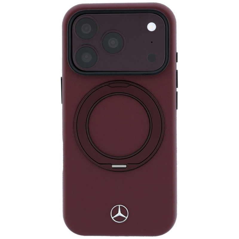 Capa Mercedes-Benz Leather with Ring Stand MagSafe para Apple iPhone 18 Pro / 17 Pro, bordô