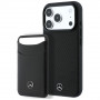 Capa Mercedes-Benz Grill Pattern com carteira para cartões em pele MagSafe para Apple iPhone 18 Pro Max / 17 Pro Max, preta