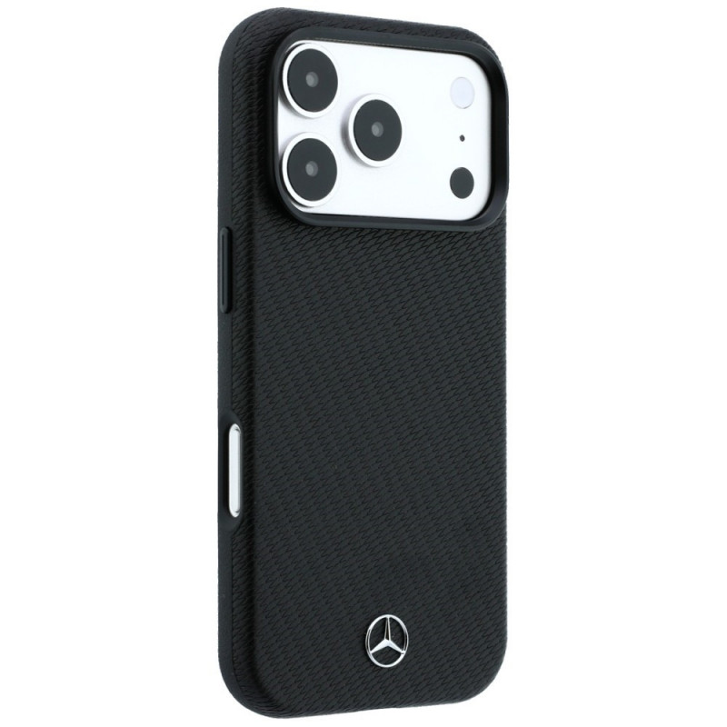 Capa Mercedes-Benz Grill Pattern com carteira para cartões em pele MagSafe para Apple iPhone 18 Pro Max / 17 Pro Max, preta