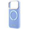 Capa MagSafe Guess Ring Stand 360 Grained Classic Logo para Apple iPhone 18 Pro Max / 17 Pro Max, azul-claro