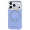 Capa MagSafe Guess Ring Stand 360 Grained Classic Logo para Apple iPhone 18 Pro / 17 Pro, azul-claro