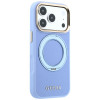 Capa MagSafe Guess Ring Stand 360 Grained Classic Logo para Apple iPhone 18 Pro / 17 Pro, azul-claro
