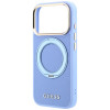 Capa MagSafe Guess Ring Stand 360 Grained Classic Logo para Apple iPhone 18 Pro / 17 Pro, azul-claro