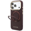 Capa MagSafe Guess Ring Stand 360 Grained Classic Logo para Apple iPhone 18 Pro / 17 Pro, bordô