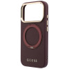 Capa MagSafe Guess Ring Stand 360 Grained Classic Logo para Apple iPhone 18 Pro / 17 Pro, bordô