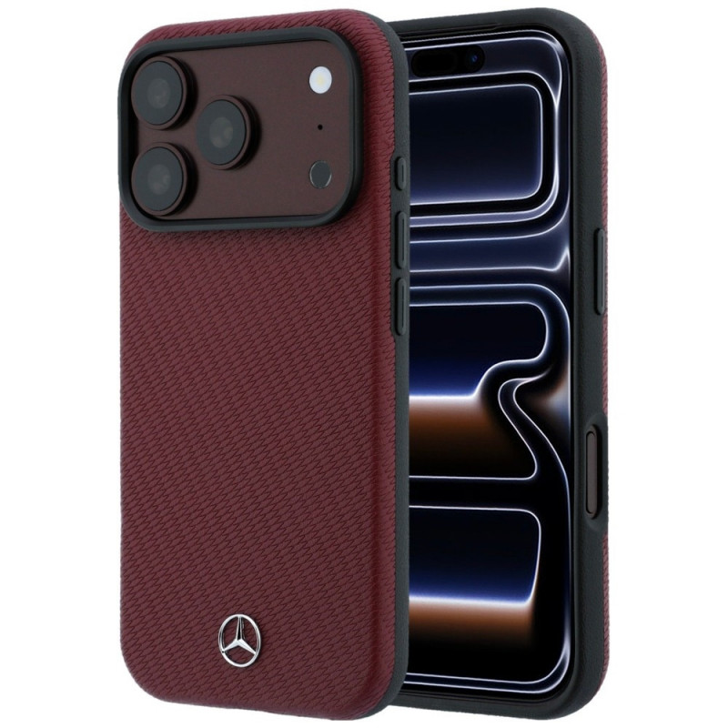 Capa Mercedes-Benz Grill Pattern com carteira para cartões em pele MagSafe para Apple iPhone 18 Pro Max / 17 Pro Max, preta