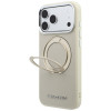 Capa MagSafe Karl Lagerfeld Ring Stand 360 Saffiano Classic Logo para Apple iPhone 18 Pro / 17 Pro, bege