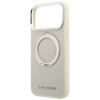 Capa MagSafe Karl Lagerfeld Ring Stand 360 Saffiano Classic Logo para Apple iPhone 18 Pro / 17 Pro, bege