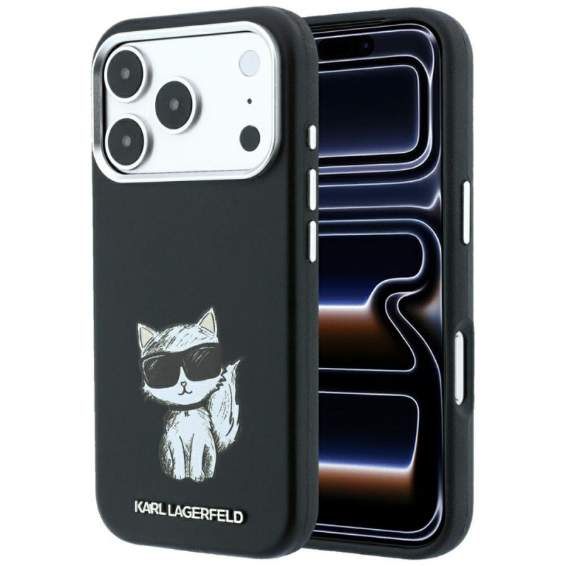 Capa MagSafe Karl Lagerfeld Smooth Choupette Sketch para Apple iPhone 18 Pro Max / 17 Pro Max, preta