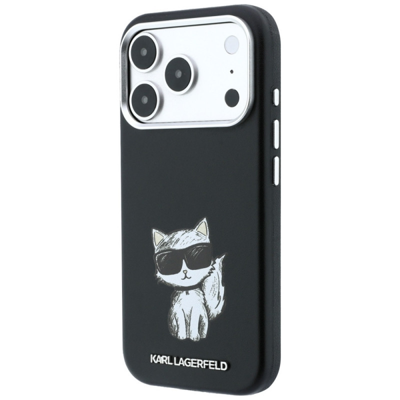 Capa MagSafe Karl Lagerfeld Smooth Choupette Sketch para Apple iPhone 18 Pro Max / 17 Pro Max, preta