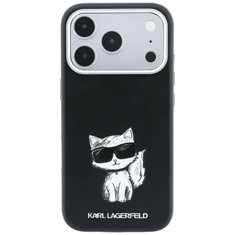 Capa MagSafe Karl Lagerfeld Smooth Choupette Sketch para Apple iPhone 18 Pro Max / 17 Pro Max, preta