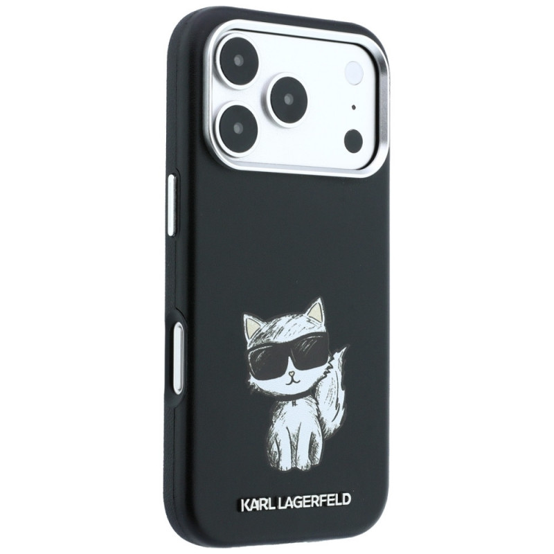Capa MagSafe Karl Lagerfeld Smooth Choupette Sketch para Apple iPhone 18 Pro Max / 17 Pro Max, preta