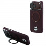 Capa MagSafe Karl Lagerfeld with Ring Stand 360 Choupette Head Pin para Apple iPhone 18 Pro / 17 Pro, bordô (KLD22763)