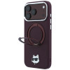 Capa MagSafe Karl Lagerfeld with Ring Stand 360 Choupette Head Pin para Apple iPhone 18 Pro / 17 Pro, bordô (KLD22763)