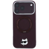Capa MagSafe Karl Lagerfeld with Ring Stand 360 Choupette Head Pin para Apple iPhone 18 Pro / 17 Pro, bordô (KLD22763)