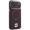 Capa MagSafe Karl Lagerfeld with Ring Stand 360 Choupette Head Pin para Apple iPhone 18 Pro / 17 Pro, bordô (KLD22763)