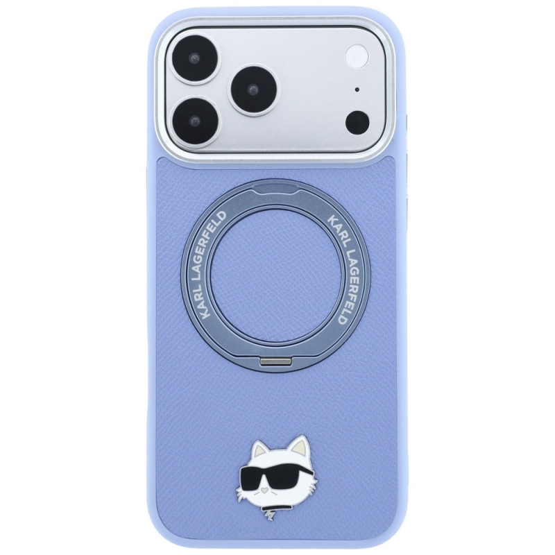 Capa MagSafe Karl Lagerfeld with Ring Stand 360 Choupette Head Pin para Apple iPhone 18 Pro Max / 17 Pro Max, azul-claro (KF003220)