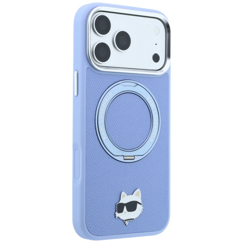 Capa MagSafe Karl Lagerfeld with Ring Stand 360 Choupette Head Pin para Apple iPhone 18 Pro Max / 17 Pro Max, azul-claro (KF003220)