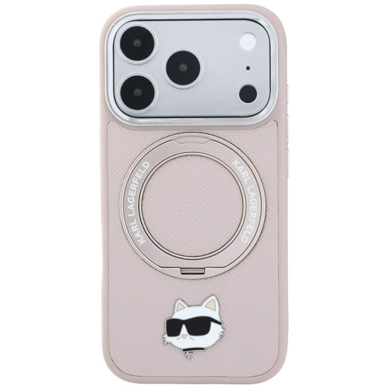 Capa MagSafe Karl Lagerfeld with Ring Stand 360 Choupette Head Pin para Apple iPhone 18 Pro Max / 17 Pro Max, rosa
